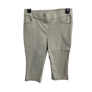 Briggs Womens Beige Capri Pants Size 10 Studded Pockets Casual Neutral Preppy